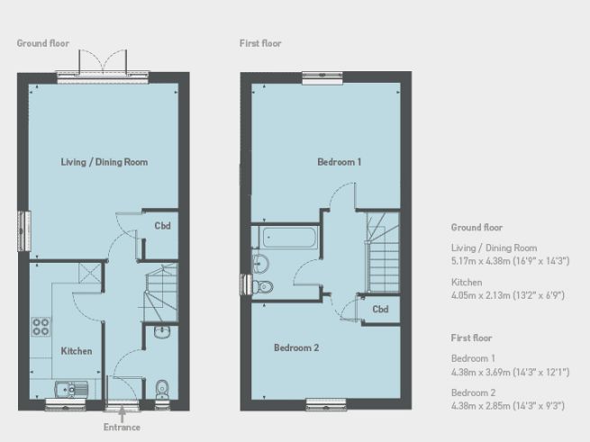 Floor plan 2 bedroom house - artist's impression subject to change